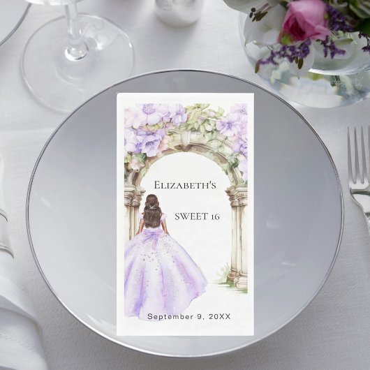 Lavendel Blumen Bogen Kleid Sweet 16 Serviette