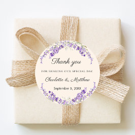 Lavendel Blumen Creme Champagner Hochzeit Danke Runder Aufkleber