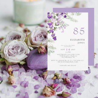 Lavendel-Blumen-Einladung zum 85. Geburtstag Einladung