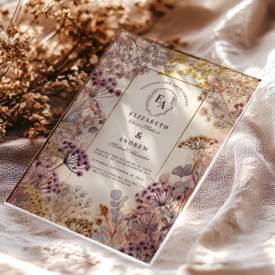 Lavendel Blumen Elegante Hochzeit im Vintage-Stil Acryleinladungen