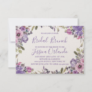 Lavendel-Blumen-Elegantes-Skript-Braut-Brunch Einladung