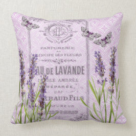 Lavendel-Blumen-französische Vintage Collage Kissen