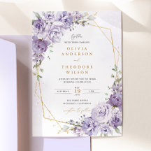 Lavendel-Blumen-Gold-Geometrisch Hochzeit