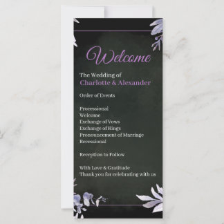 Lavendel-Blumen-Gotische-Hochzeitsprogramm