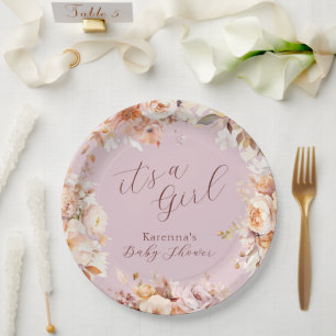 Lavendel-Blumen-Herbst-Baby-Party für Mädchen Pappteller