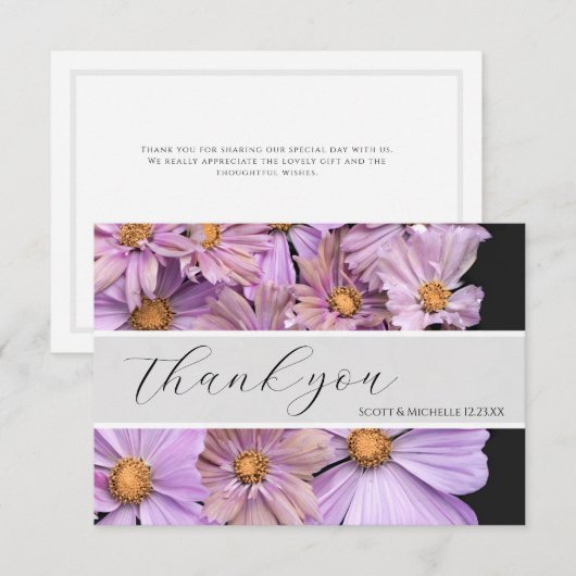 Lavendel-Blumen-Hochzeit-Dankeskarten Dankeskarte (Vorne/Hinten)