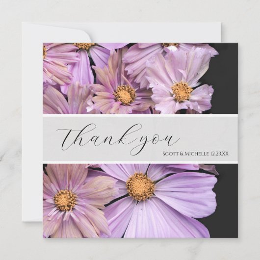 Lavendel-Blumen-Hochzeit-Dankeskarten Dankeskarte (Vorderseite)