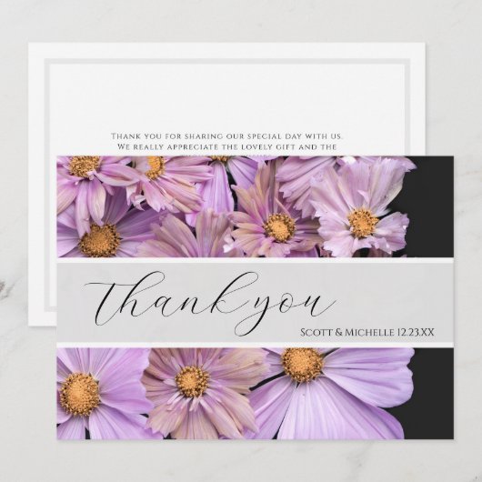 Lavendel-Blumen-Hochzeit-Dankeskarten Dankeskarte (Vorne/Hinten)