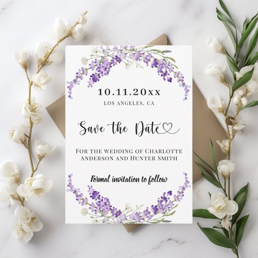 Lavendel Blumen Hochzeit Save the Date