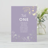 Lavendel-Blumen-Hochzeit-Sitzplan (Stehend Vorderseite)