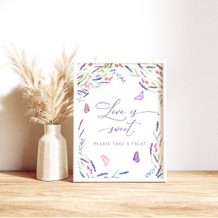 Lavendel-Blumen-Hochzeitsdusche-Liebe ist süß Plak Poster