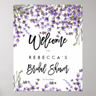 Lavendel-Blumen-Hochzeitsdusche-Willkommensschild Poster