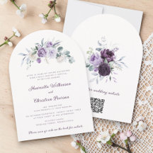 Lavendel-Blumen-Hochzeitseinladung QR-Website