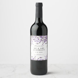Lavendel Blumen Hochzeitsflasche Weinetikett