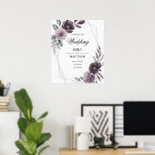 Lavendel-Blumen-Hochzeitsposter-Schild Poster (Heimbüro)