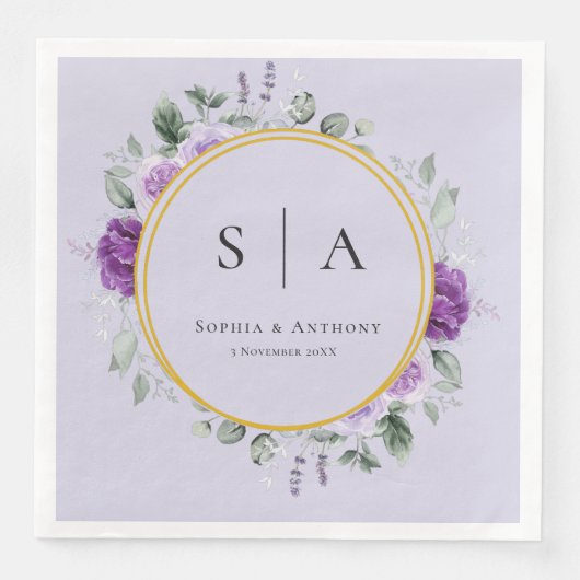 Lavendel Blumen Hochzeitsservietten Serviette (Vorderseite)