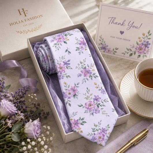 Lavendel Blumen Krawatte