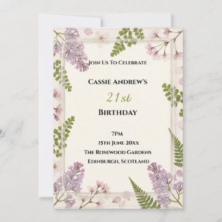 Lavendel-Blumen-Meilenstein-Geburtstag Einladung