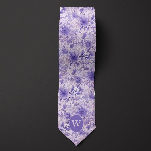 Lavendel-Blumen-Monogramm Krawatte