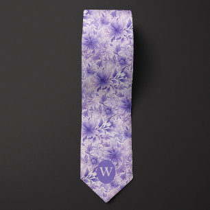 Lavendel-Blumen-Monogramm Krawatte