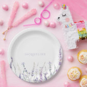 Lavendel-Blumen Personalisierter Name Dusche Pappteller (Party)