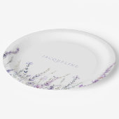 Lavendel-Blumen Personalisierter Name Dusche Pappteller (Schrägansicht)