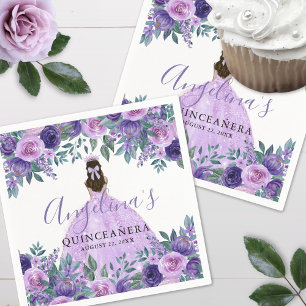 Lavendel Blumen Purpur Quinceanera Serviette