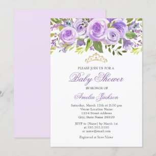 Lavendel Blumen Rose Mädchen Babyparty Einladung