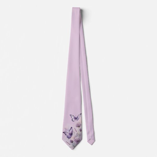 Lavendel-Blumen- & Schmetterlingskrawatte Krawatte (Vorderseite)
