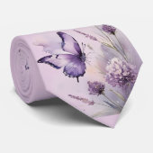 Lavendel-Blumen- & Schmetterlingskrawatte Krawatte (Gerollt)