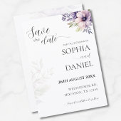 Lavendel-Blumen-Script Save-the-Date-Karte, Elegan Einladung