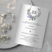 Lavendel Blumen Silber 25. Hochzeitstag Einladung
