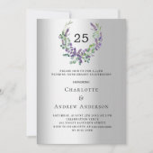 Lavendel Blumen Silber 25. Hochzeitstag Einladung (Vorderseite)