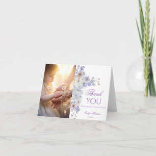 Lavendel-Blumen-Tauf-Foto-Dankeskarten Dankeskarte