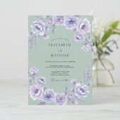 Lavendel-Blumen-Wald-Hochzeit Einladung (Stehend Vorderseite)