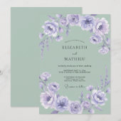 Lavendel-Blumen-Wald-Hochzeit Einladung (Vorne/Hinten)