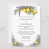 Lavendel Blumen Zitronen Hochzeit  Einladung (Vorderseite)