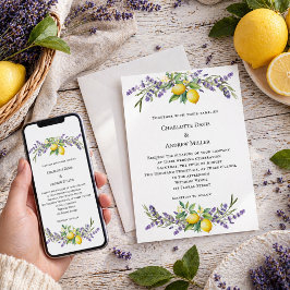 Lavendel Blumen Zitronen Hochzeit  Einladung
