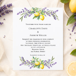 Lavendel Blumen Zitronen Hochzeitseinladung