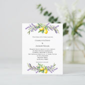 Lavendel Blumen Zitronen Hochzeitseinladung (Stehend Vorderseite)