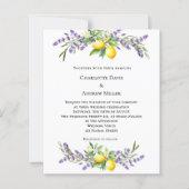 Lavendel Blumen Zitronen Hochzeitseinladung (Vorderseite)
