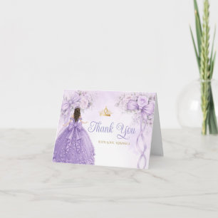 Lavendel Blumenband Schleife Quinceañera Goldkrone Dankeskarte