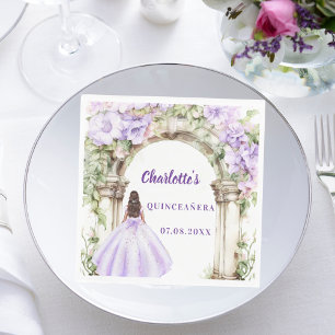 Lavendel Blumenbogen Kleid Quinceanera Mittagessen Serviette