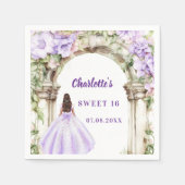 Lavendel Blumenbogen Kleid Sweet 16 Serviette (Vorderseite)