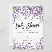 Lavendel Blumenboho moderne Babyparty Einladung (Vorderseite)