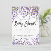 Lavendel Blumenboho moderne Babyparty Einladung (Stehend Vorderseite)