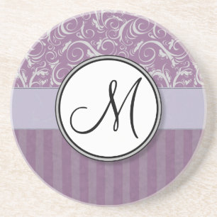 Lavendel-BlumenBündel u. Streifen mit Monogramm Getränkeuntersetzer