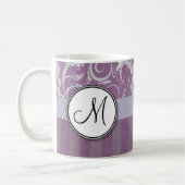 Lavendel-BlumenBündel u. Streifen mit Monogramm Kaffeetasse (Links)