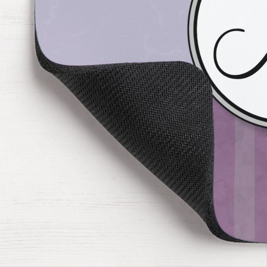 Lavendel-BlumenBündel u. Streifen mit Monogramm Mousepad (Ecke)