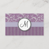 Lavendel-BlumenBündel u. Streifen mit Monogramm Visitenkarte (Rückseite)